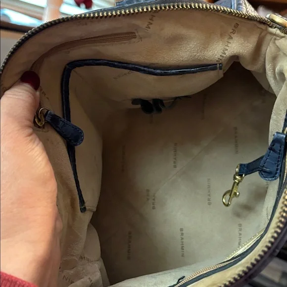 Brahmin Blue Embossed Leather Satchel - Picture 4 of 9